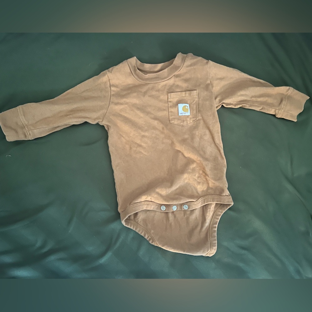 Carhartt Brown Long Sleeve Baby Onesie